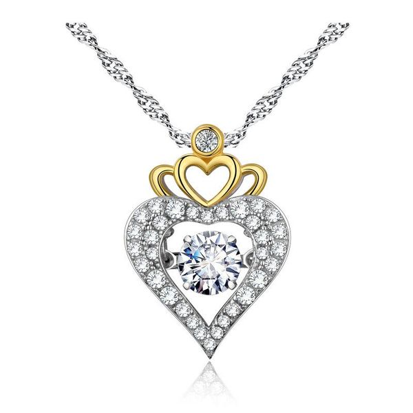 

pendant necklaces high-grade heart-shaped crown necklace zircon, Silver