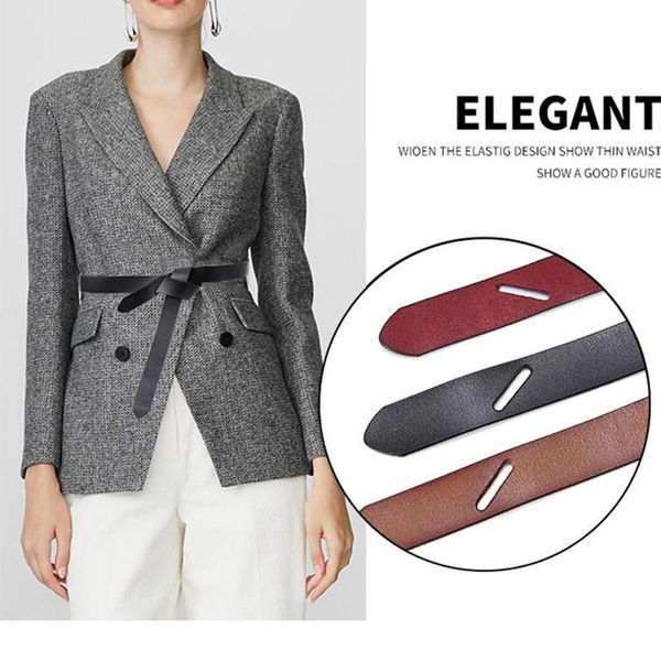 

belts designer for women soft pu leathe cinturon mujer knotted strap waist belt accessories dress suit coat lady waistbands, Black;brown