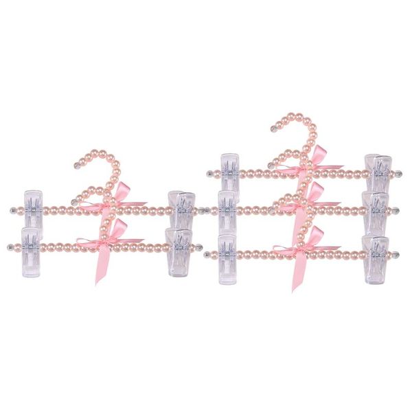 

pcs faux plastic pearl bow pants hangers trousers skirt hanger clothes for baby and children-24cm & racks