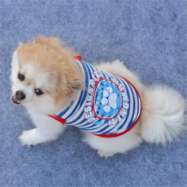 

dog apparel spring and summer leisure styles pet dogs clothing comfortable breathable fashion classic cotton striped vest small