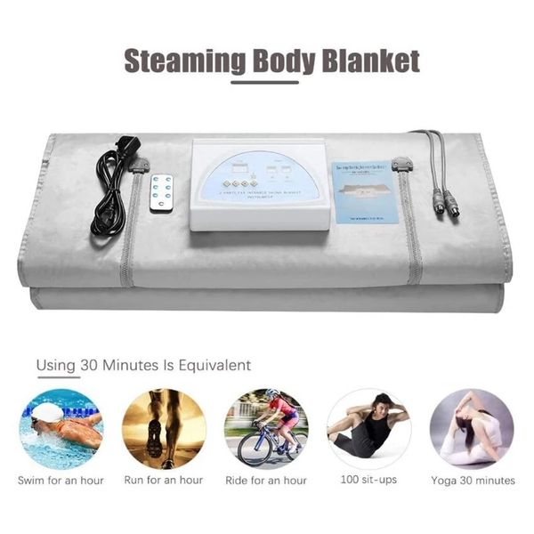 

fat burning infrared sauna blanket weight loss machine spa detox control heating for reduce fatigue home body shaper, Black;white