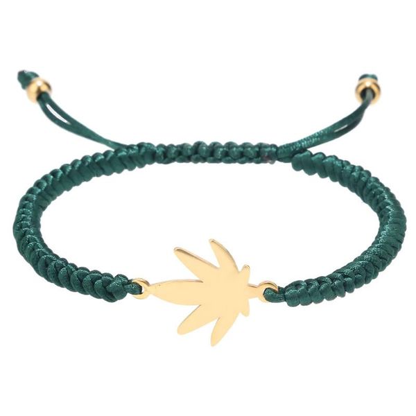 

charm bracelets handmade braided rope red thread maple lucky adjustable length 19cm, Golden;silver