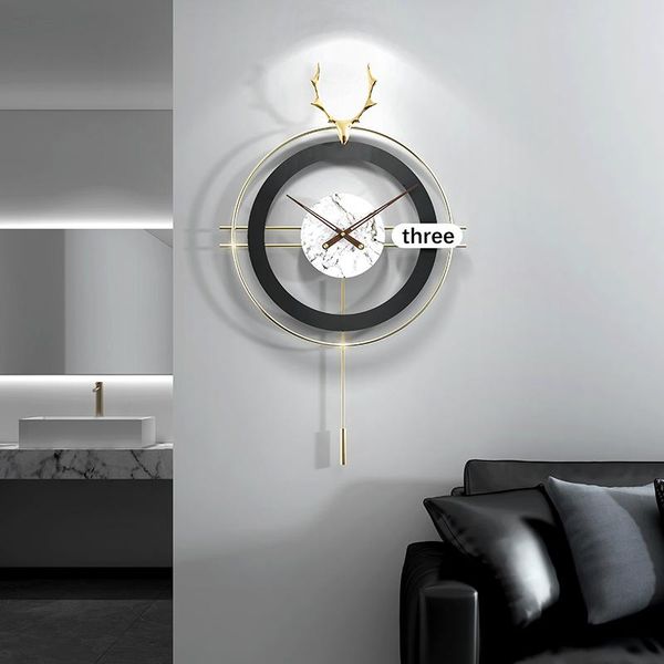 

wall clocks metal modern clock nordic golden deer pendulum silent abstract geometry reloj de pared home decoration ei50wc