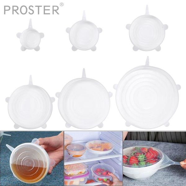 

kitchen storage & organization proster 12pcs stretchable silicone lid set fresh-keeping cover reusable sstretch for microwave er oven b