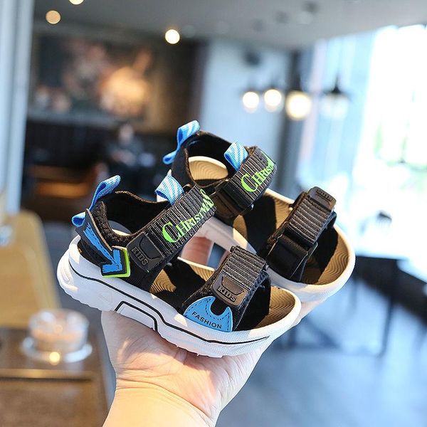 

sandals summer baby solid color boy rubber sole anti-slip boys girls toddler shoes beach, Black;red