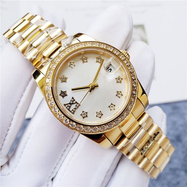 

luxury designer classic fashion automatic watch diamond size 36mm sapphire glass a ladies' favorite christmas gift, Slivery;golden