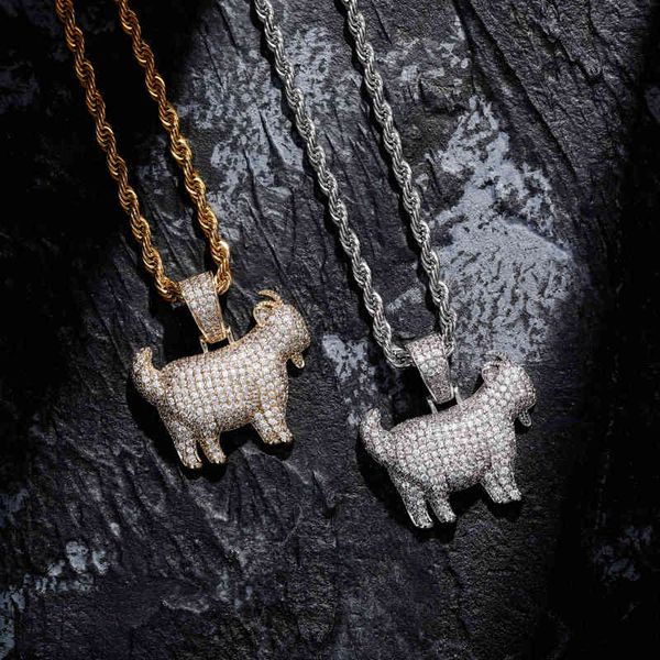 

necklace goat zirconium pendant full of zircon hip hop personality trendsetter gold australia jewelry, Silver