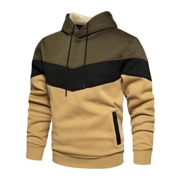 

men's hoodies & sweatshirts hoodie patchwork fleece hooded sweatshirt long sleeve colour block design casual with pocket outerwear unis, Black