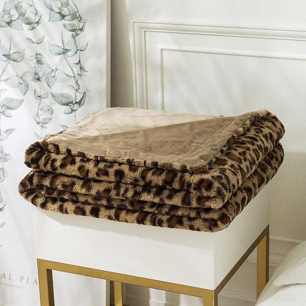 

blankets leopard printing throw blanket warm double sided plush bedspread thicken soft for beds sofa european style