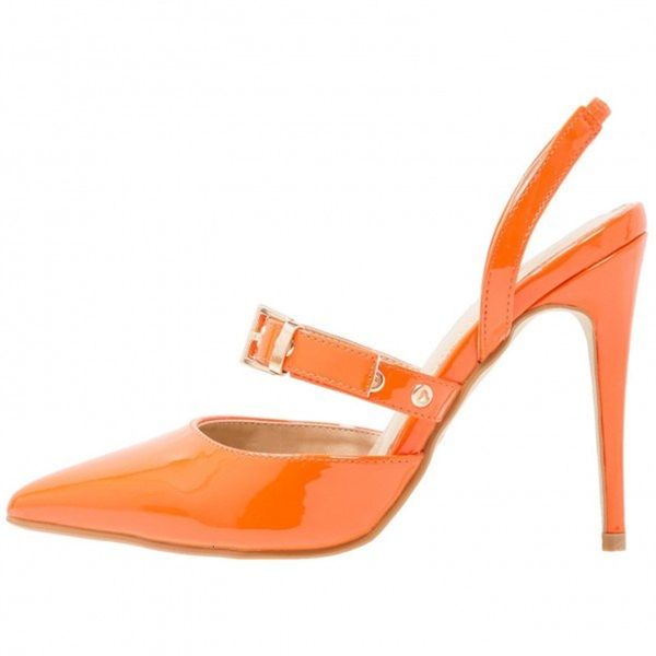 

shoe brilliant leather orange patent mary jane pointed toe stiletto slingback women high leap bombs, Black