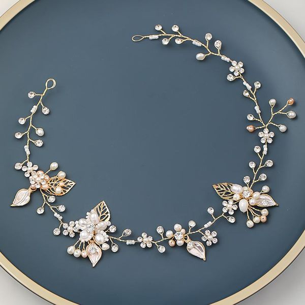 

hair clips & barrettes silver color gold ribbon headbands crystal freshwater pearl hairbands wedding ornament bride headdress fashion jewelr, Golden;silver