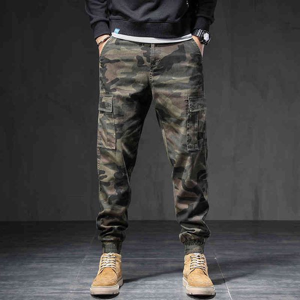 

jeans newly military camouflage fashion men jeans loose fit big pocket casual cargo pants streetwear hip hop joggers wide leg trousers, Blue