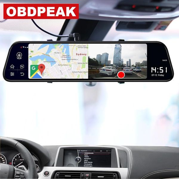 

car rear view cameras& parking sensors 4g 12 inch rearview mirror stream media dash cam dual 1080p android dvr adas super night gps navigati