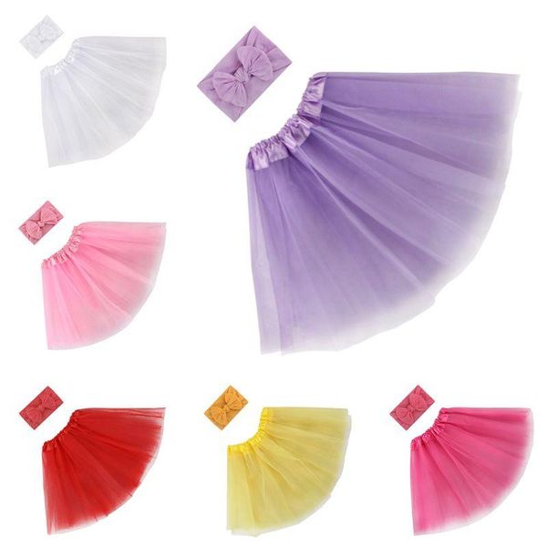 

skirts 2 pcs/set sweet baby girls tulle tutu skirt hair band born pography props h9ef, Blue