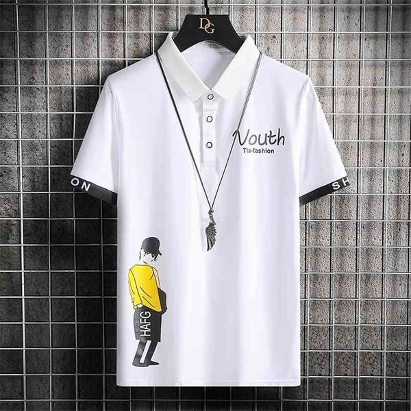 

short sleeve 100% cotton casual o-neck t-shirt men summer fashion slim fit print tee shirt drop 210706, White;black