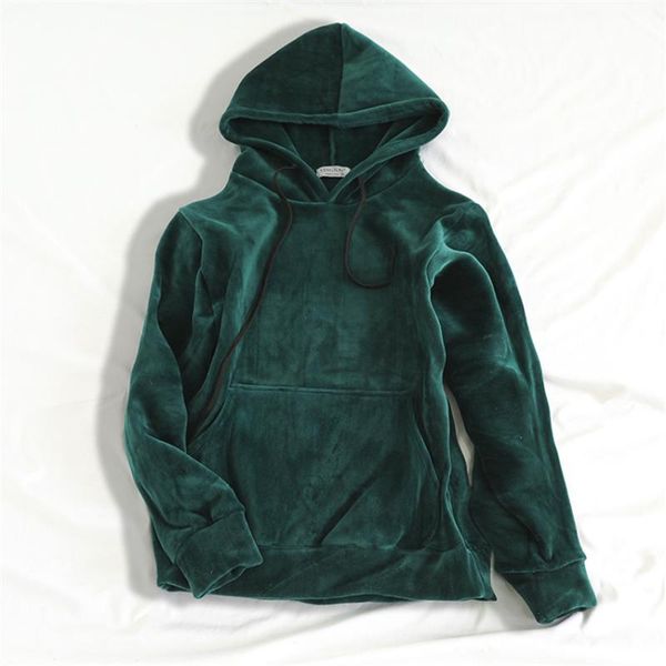 

women's hoodies & sweatshirts fashion autumn winter women thicken gold velvet long sleeve hooded pullovers short loose streetwears wz9, Black