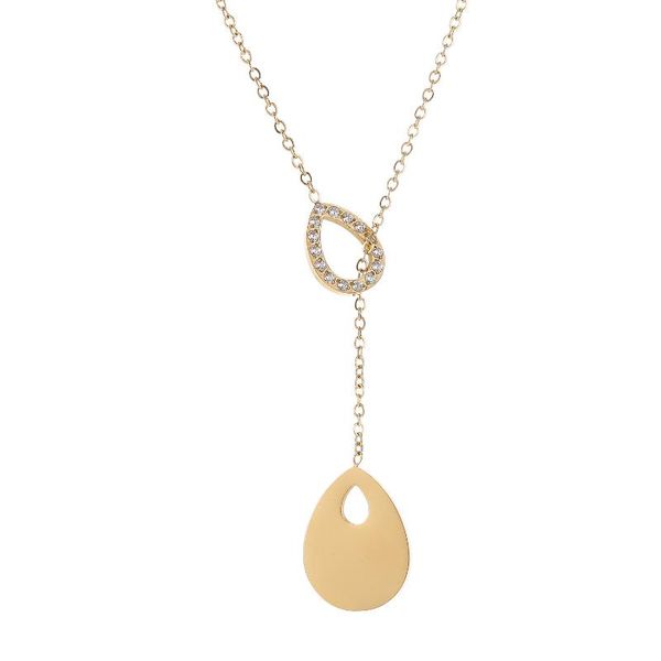 

pendant necklaces lureme stainless steel tiny teardrop necklace y lariat for women, Silver