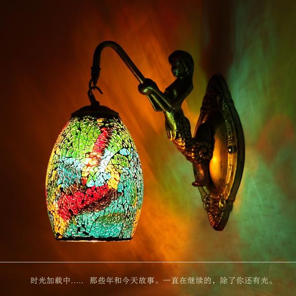 

wall lamp tiffany colorful nordic vintage iron crystal led bohemian bedroom