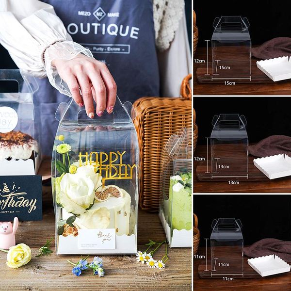 

3/4/5 inch handle transparent cake gifts package boxes wedding favor anniversary brithday decoration box bakery supplies gift wrap