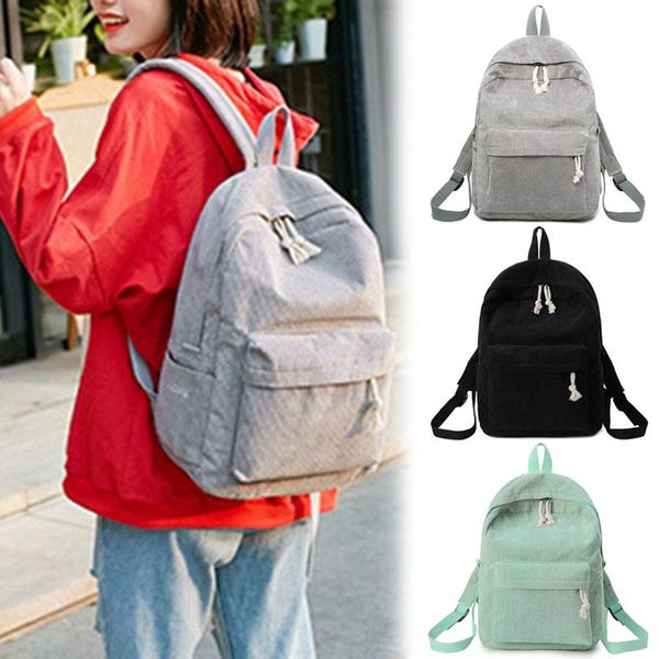 

backpack women preppy style soft fabric corduroy school for teenage girls -opk