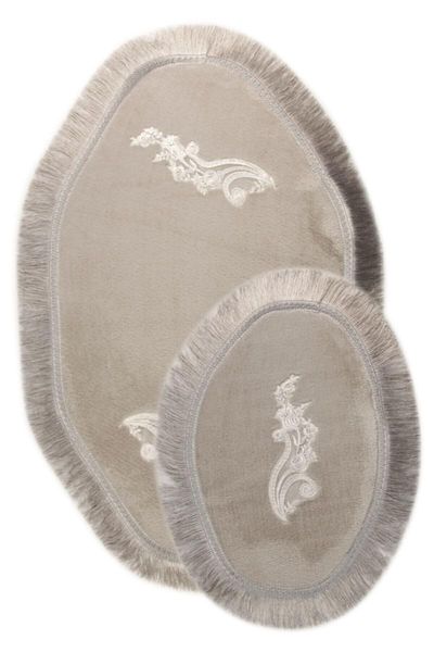 

london gray 2-dowry non-slip base fringed applique set for closet bathroom mat bnylond2li bath mats