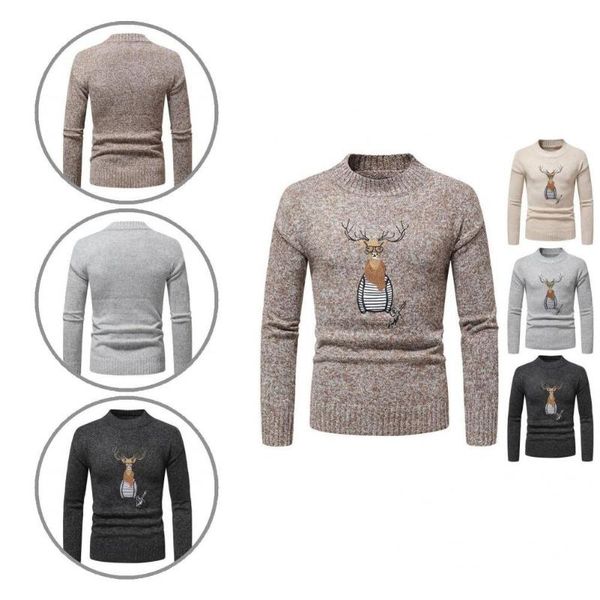 

men's sweaters warm great fit christmas sweater half high collar men stitching for daily wear, White;black