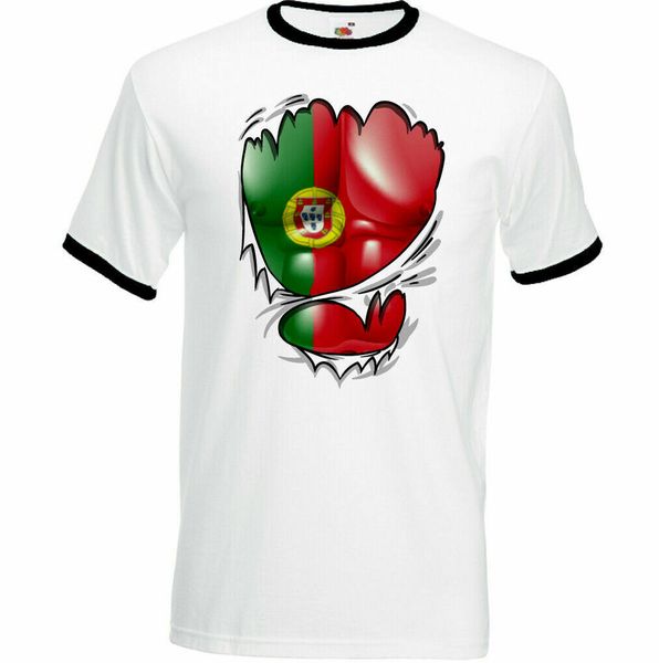 

mens t-shirt portugal portuguese flag bandeira de day football gym, White;black
