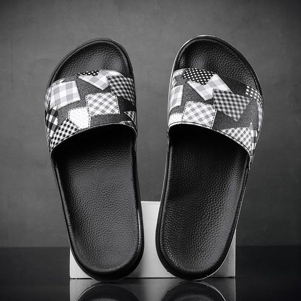 

slippers mens badslippers casual non-slip slides summer massage flip flops bathroom beach slipper fashion soft sole man sandals, Black