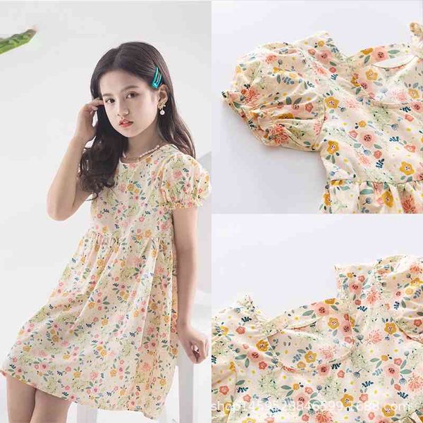 

girl's dress big version baby princess skirt butterfly sleeve cotton loose adjustable, White