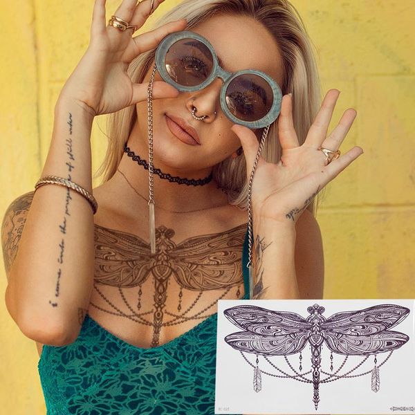 

temporary tattoos tattoo henna lace pattern sternum breast tatoo stickers jewel large fake decal fashion