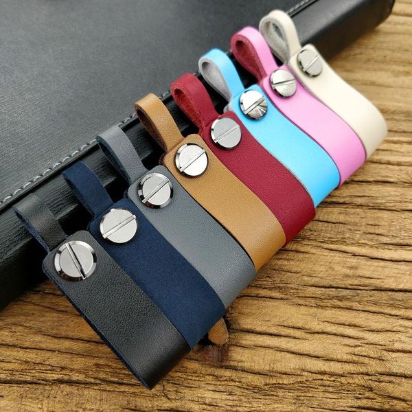 

keychains creative genuine leather key chain for automobile fashion cow rope car keychain styling holder bag, Silver