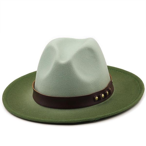

wide brim hats simple women men wool vintage trilby felt fedora hat with gentleman elegant gradient color for lady winter jazz caps, Blue;gray