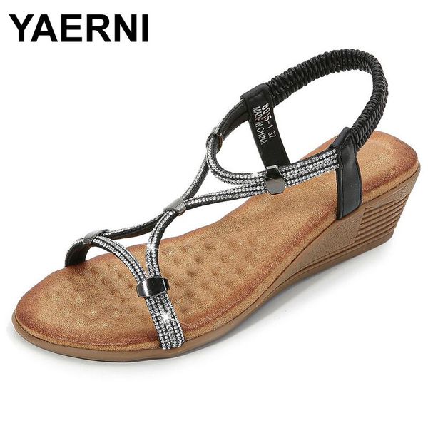 

yaernirhinestone ladies sandals summer woman shoes bohemian women fashion flip flops casual, Black