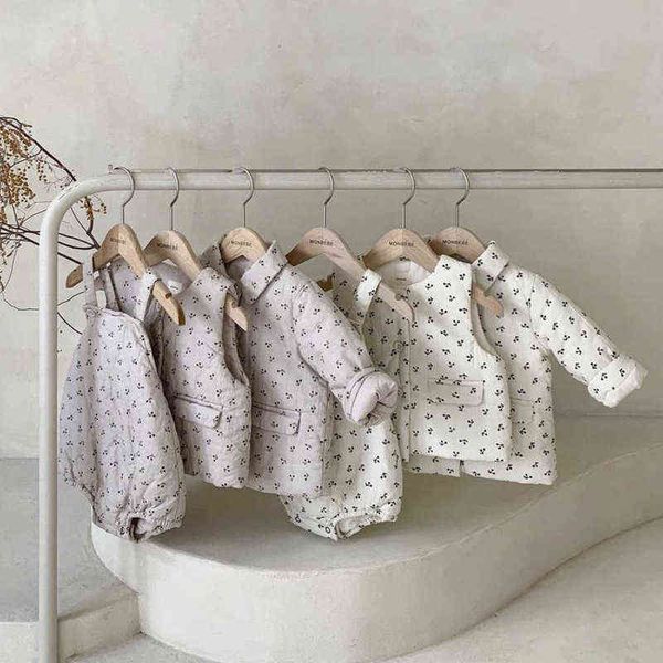 Kleinkind Mädchen Kleidung Sets Winter Koreanische Druck Warme Anzüge für Mädchen Baumwolle Jacke Dicke Weste Overalls Baby 3 stücke Set g0119