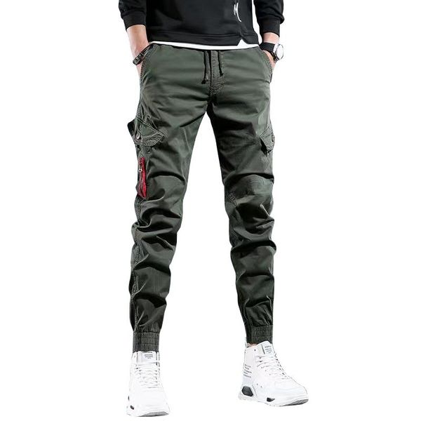 

men's pants spring cotton cargo clothing autumn casual fashion elastic waist quality pantalones tipo men a-42, Black