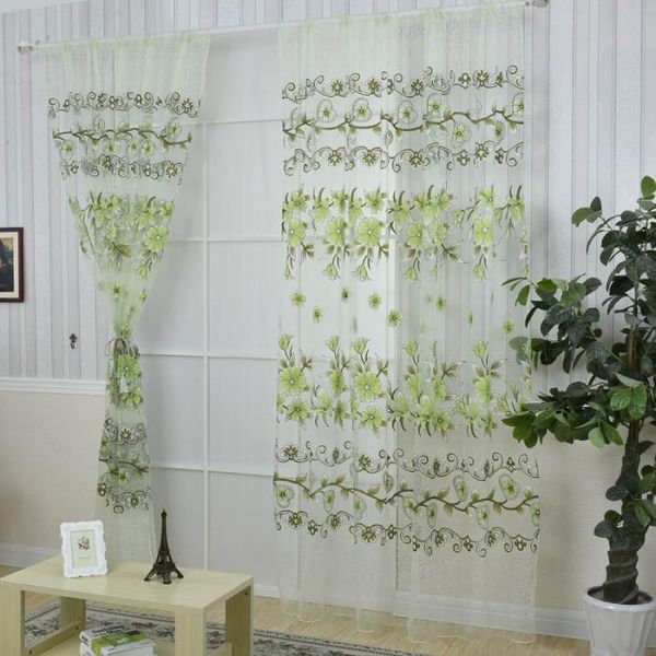 

curtain & drapes romantic tulle window screening with big flower offset printing decoration for living room fbe3