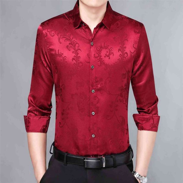 

men's 2021 men's long sleeve lapel korean slim thin printed shirt, White;black