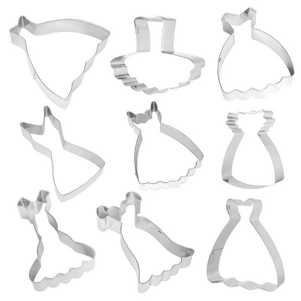 

9pcs/set dress series cookie cutter stainless steel biscuit molds pastry decorating diy baking mould moulds