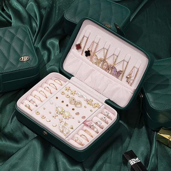 

storage bags 2021 jewelry organize box ring necklace display pu leather earring case gift for woman