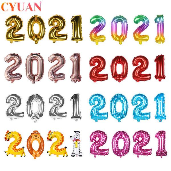 

16inch navidad 2021 number foil balloons natal christmas decoration gold helium balloon happy year eve party decor noel
