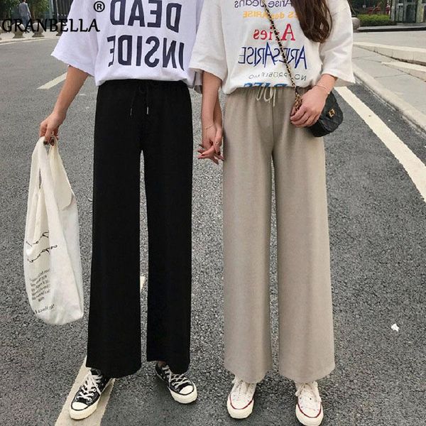 

women's pants & capris loose wide-leg casual summer outerwear classic high waisted stylish ankle length, Black;white