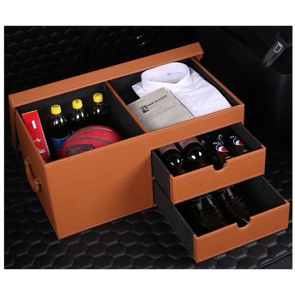 

car organizer trunk storage for leather multifunctional drawer finishing box fixed