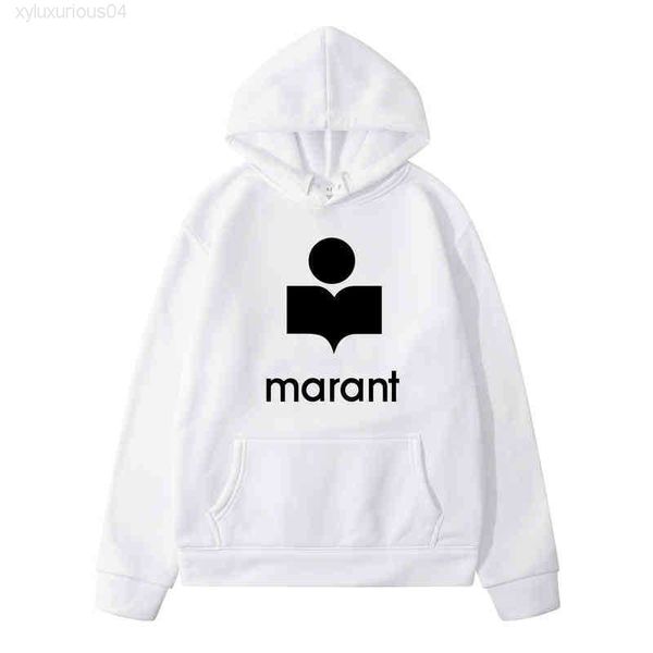 

autumn and winter new men's women's marant classic letter fleece printed hat personalized leisure long sleeve sweater, Black