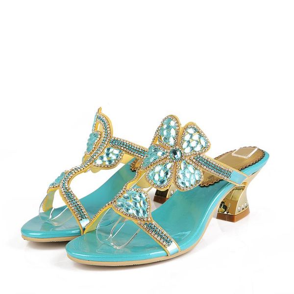 

slippers horse shoes heel thick high women flower rhinestone hollow casual 6cm, Black