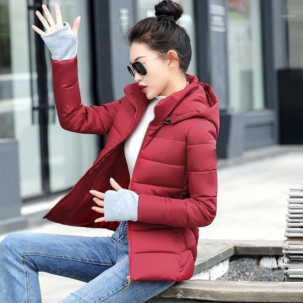 

women's trench coats 2021 winter jacket women plus size womens parkas thicken outerwear solid hooded short female slim cotton padded ba, Tan;black