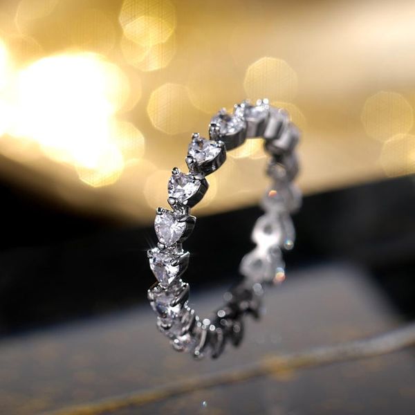 

wedding rings luxury cz ring love design women deep zircon with round jewelry elegant lady couple, Slivery;golden