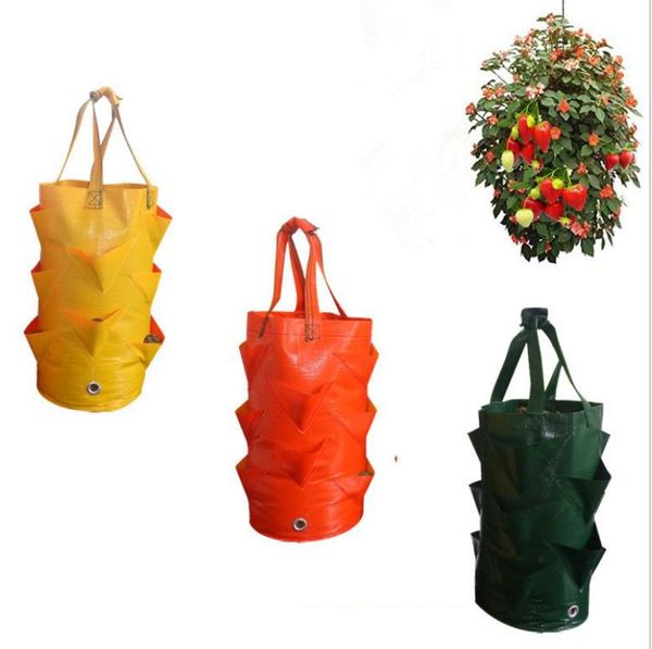

planters & pots strawberry grow bag vegetable planting multi-mouth container bags planter root bonsai plant wall hanging flower garden suppl