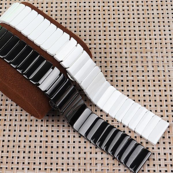 

watch bands 16 18 20 22mm ceramic straps for samsung galaxy 3 band 41mm/45mm/active 2 1 40mm/44mm/42mm/46mm bracelet black/white belt, Black;brown