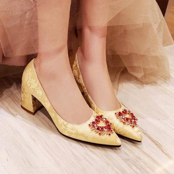 

years super size 30-52 women silk single shoes spring high heel shallow mouth chinese style wedding ym-2 dress, Black