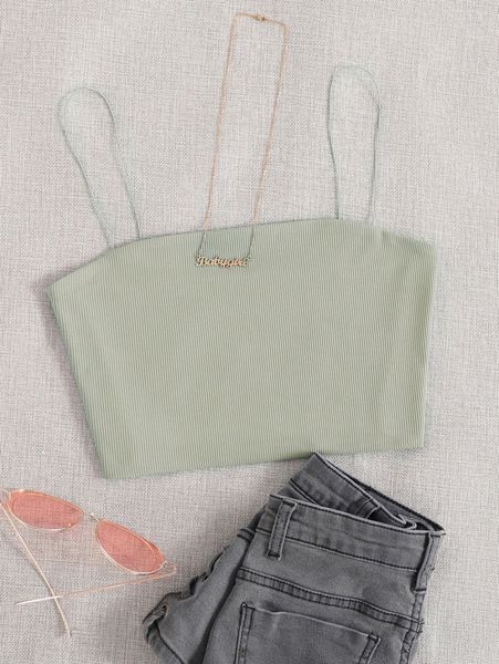 

solid slim cami crop v8hl#, White